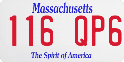 MA license plate 116QP6