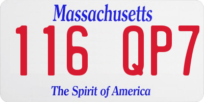 MA license plate 116QP7