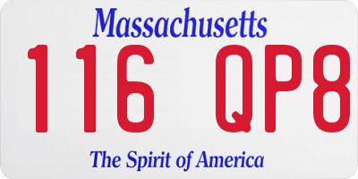 MA license plate 116QP8