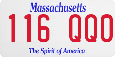 MA license plate 116QQ0