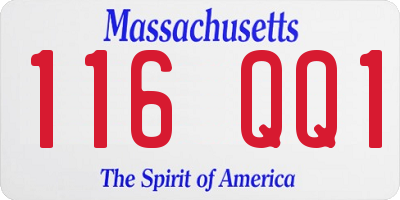 MA license plate 116QQ1