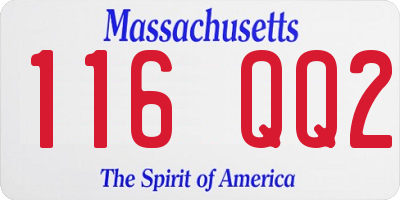 MA license plate 116QQ2