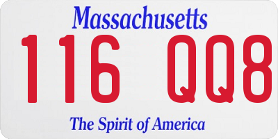 MA license plate 116QQ8
