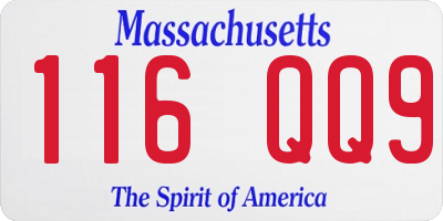 MA license plate 116QQ9
