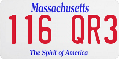 MA license plate 116QR3