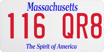 MA license plate 116QR8