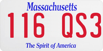 MA license plate 116QS3