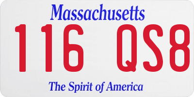 MA license plate 116QS8