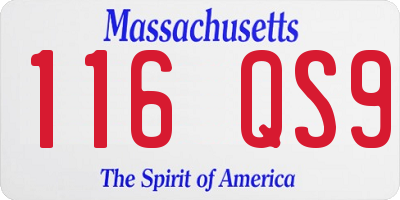 MA license plate 116QS9