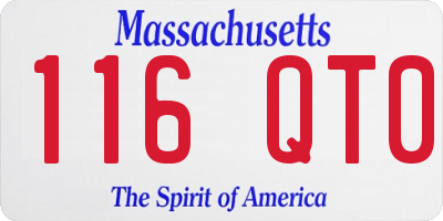 MA license plate 116QT0