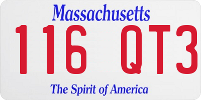 MA license plate 116QT3