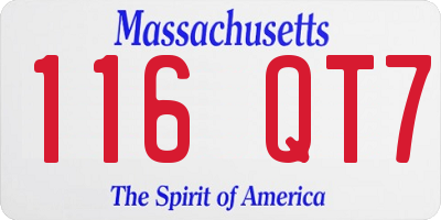 MA license plate 116QT7