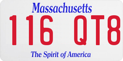 MA license plate 116QT8