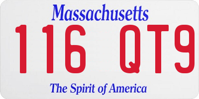 MA license plate 116QT9