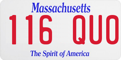 MA license plate 116QU0