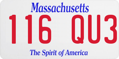 MA license plate 116QU3