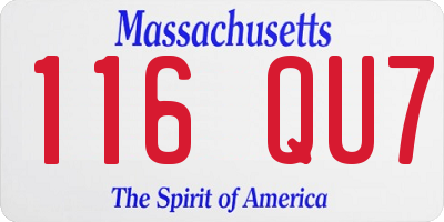 MA license plate 116QU7