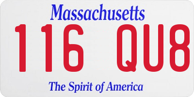 MA license plate 116QU8