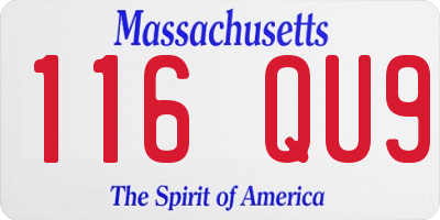 MA license plate 116QU9