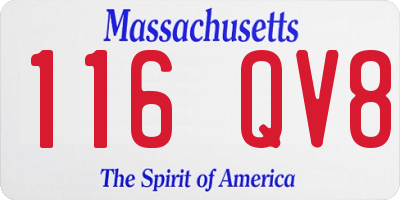 MA license plate 116QV8