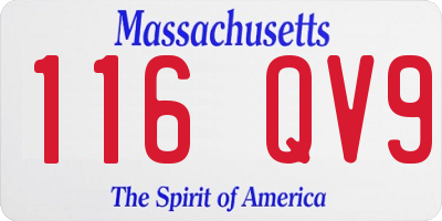MA license plate 116QV9