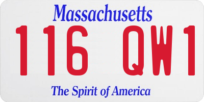 MA license plate 116QW1