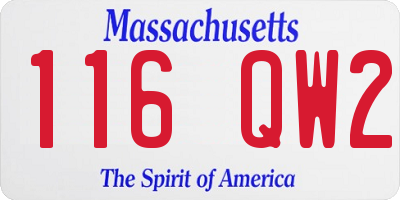 MA license plate 116QW2