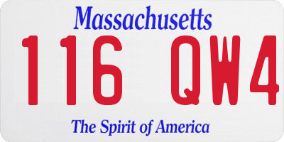 MA license plate 116QW4
