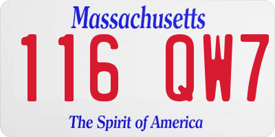 MA license plate 116QW7