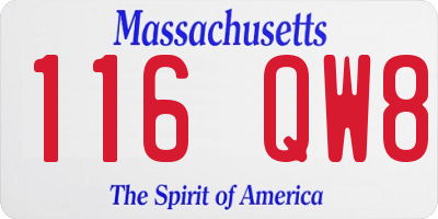 MA license plate 116QW8