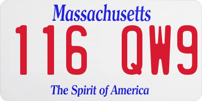 MA license plate 116QW9
