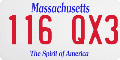 MA license plate 116QX3