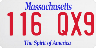 MA license plate 116QX9