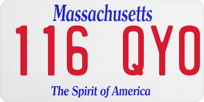 MA license plate 116QY0
