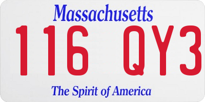 MA license plate 116QY3