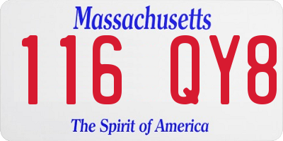 MA license plate 116QY8