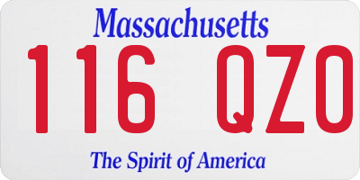 MA license plate 116QZ0
