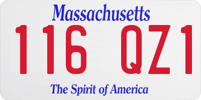 MA license plate 116QZ1