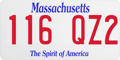 MA license plate 116QZ2