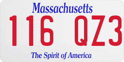 MA license plate 116QZ3