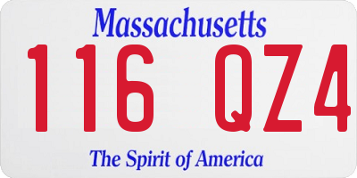 MA license plate 116QZ4