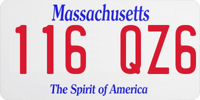 MA license plate 116QZ6