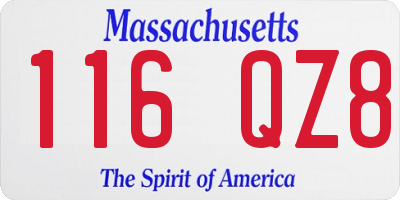 MA license plate 116QZ8