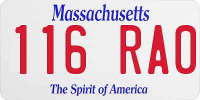 MA license plate 116RA0
