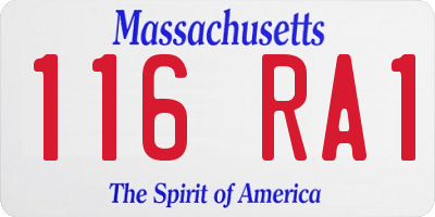 MA license plate 116RA1