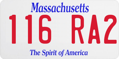 MA license plate 116RA2