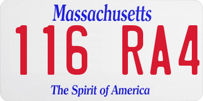 MA license plate 116RA4