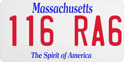 MA license plate 116RA6