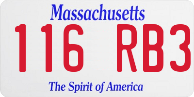 MA license plate 116RB3