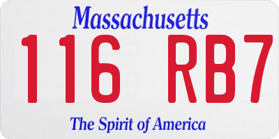 MA license plate 116RB7